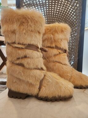 FX Fluxa Rabbit Fur Boots Size 38